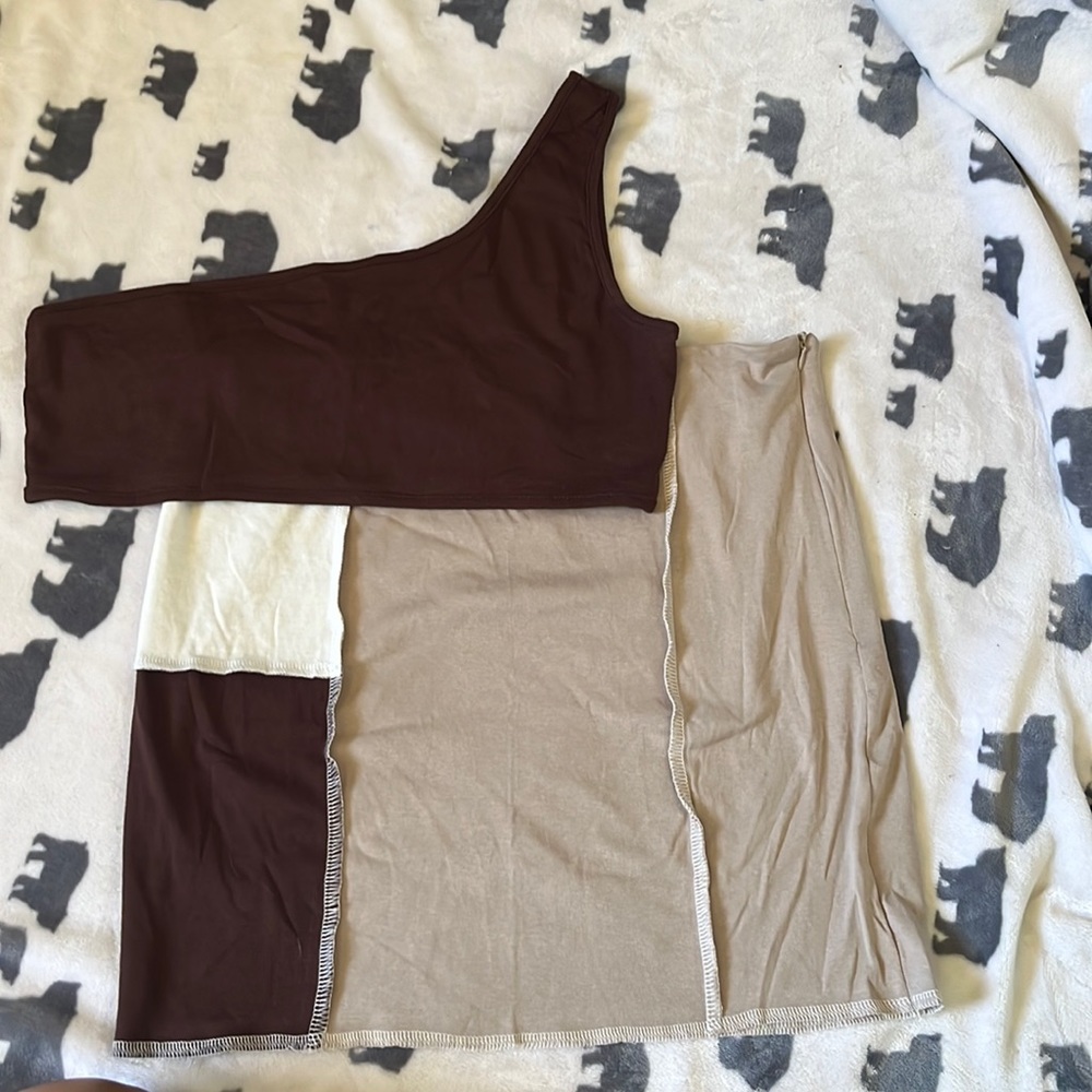 Brown/Sand skirt set